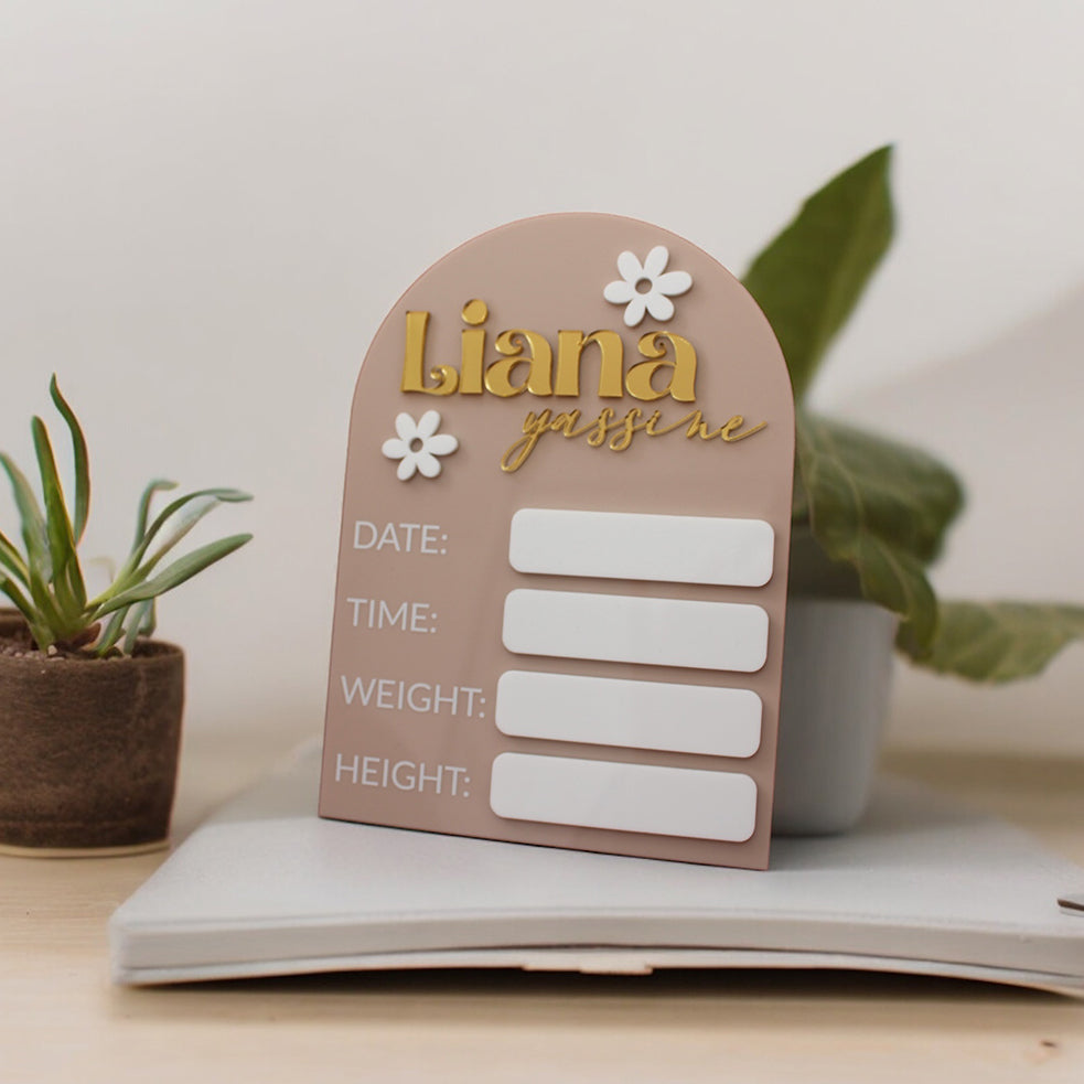 Welcoming Birth Printed Plaque (Floral)