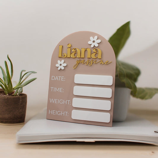 Welcoming Birth Printed Plaque (Floral)