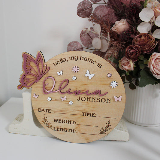 Butterfly Birth Detail Plaque