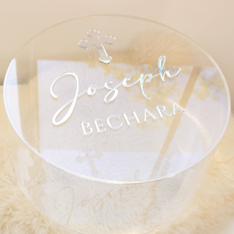 Christening Round Acrylic Box
