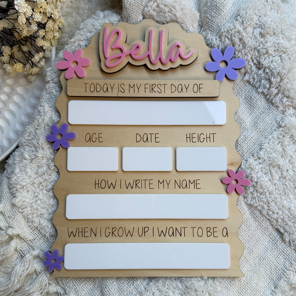 Wavy Floral Interchangeable School Board