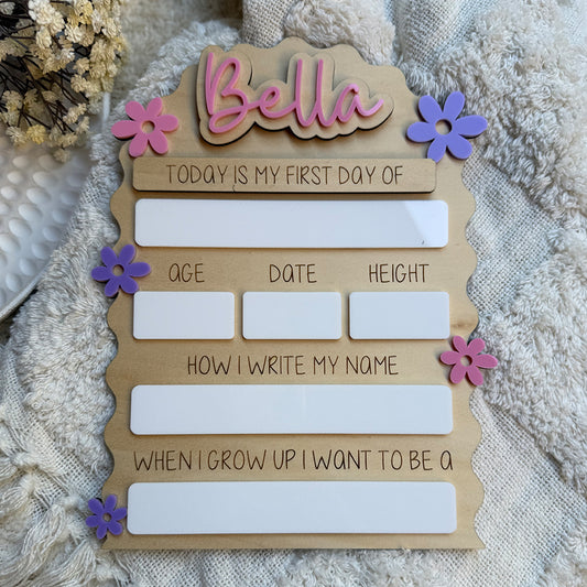 Wavy Floral Interchangeable School Board