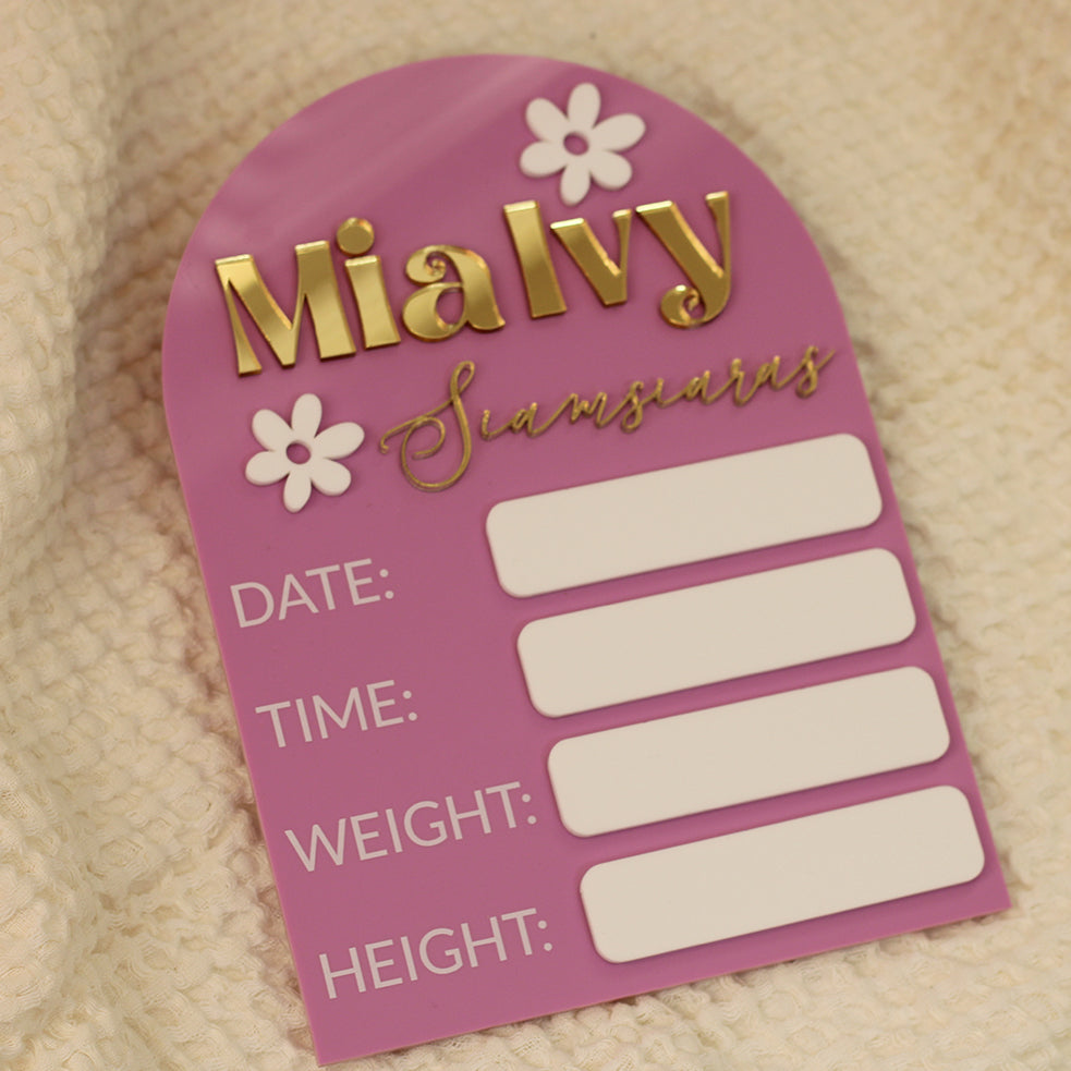 Welcoming Birth Printed Plaque (Floral)