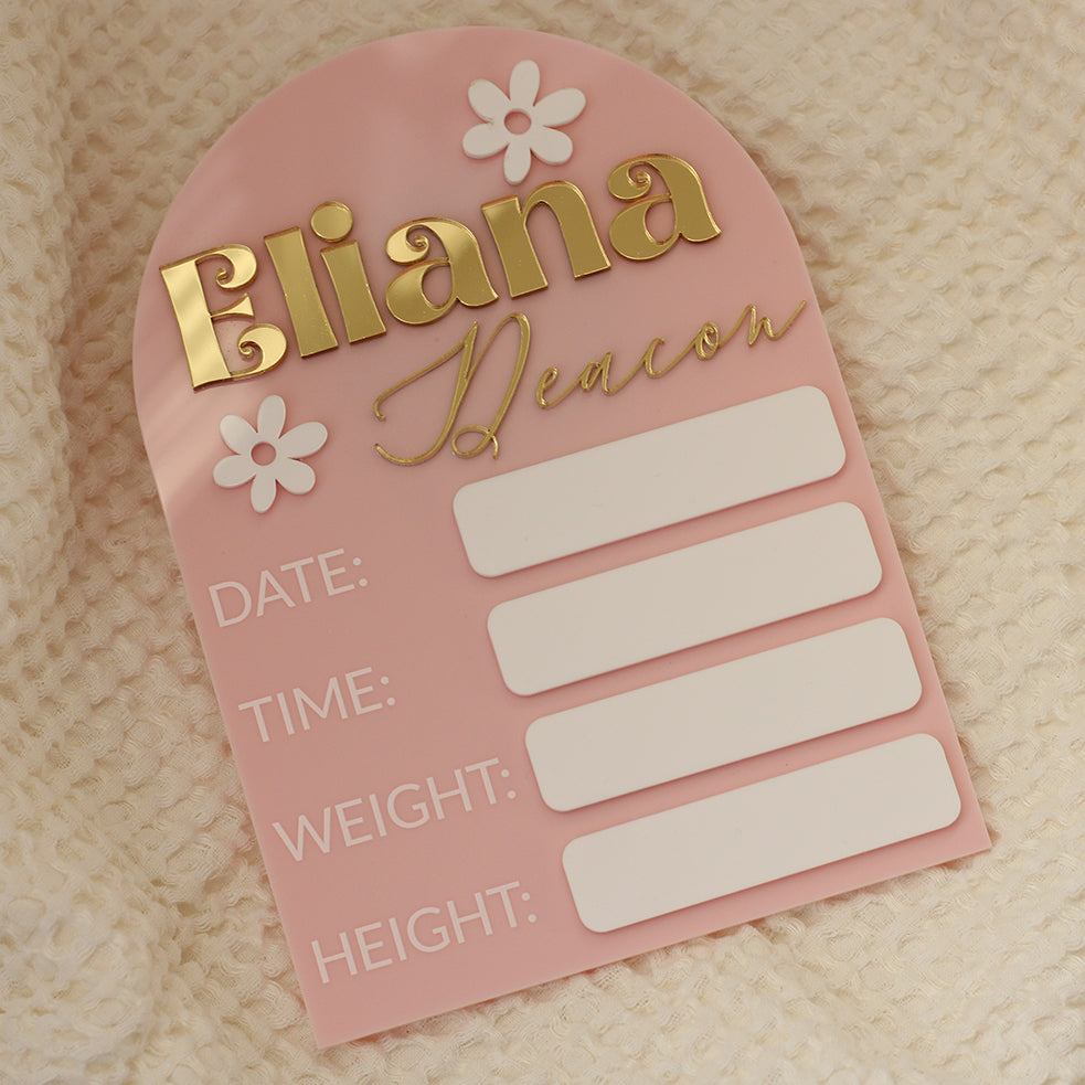 Welcoming Birth Printed Plaque (Floral)
